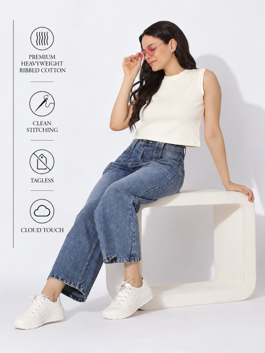 Sorelle Ribbed Top – White