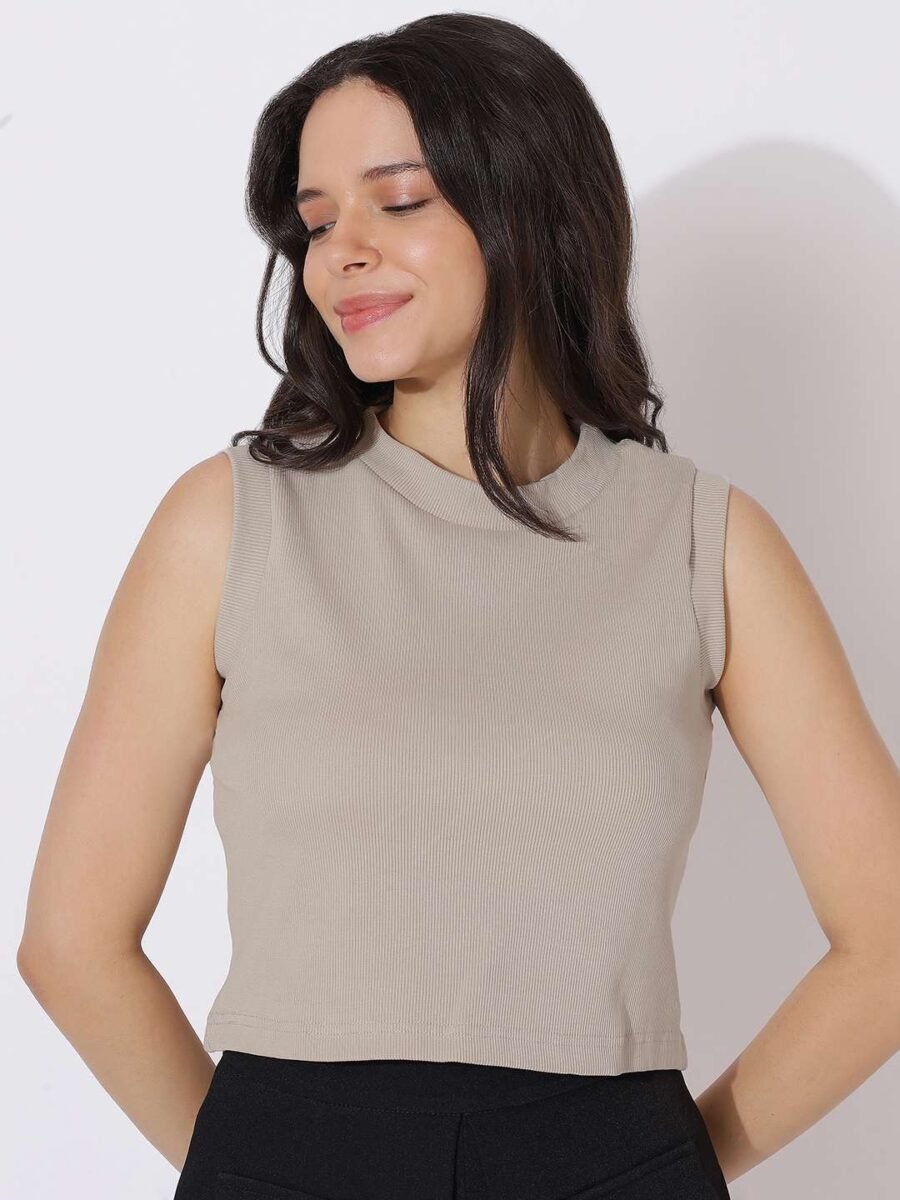 Sorelle Ribbed Top – Beige